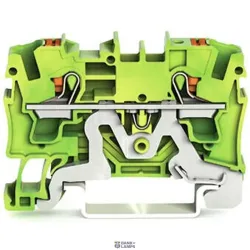 WAGO 2204-1207 — Ground Terminal Block 2-Conductor, 4 mm², With Push-Button, Green-Yellow