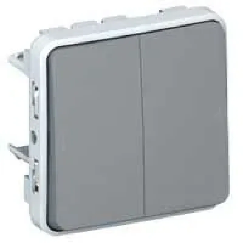 Legrand Double Push Button Plexo IP55 Grey 069545