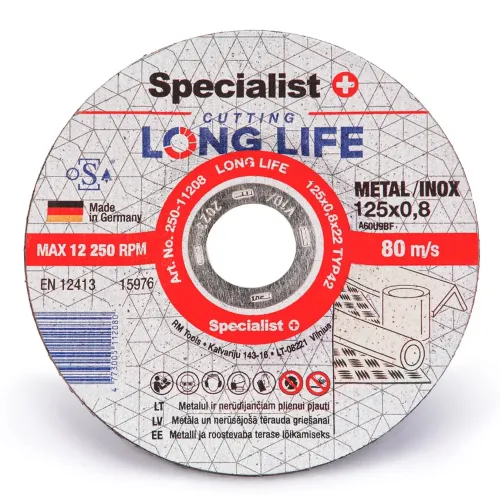 Specialist+ SPECIALIST+ metāla griešanas disks LONG LIFE, 125 x 0.8 x 250-11208