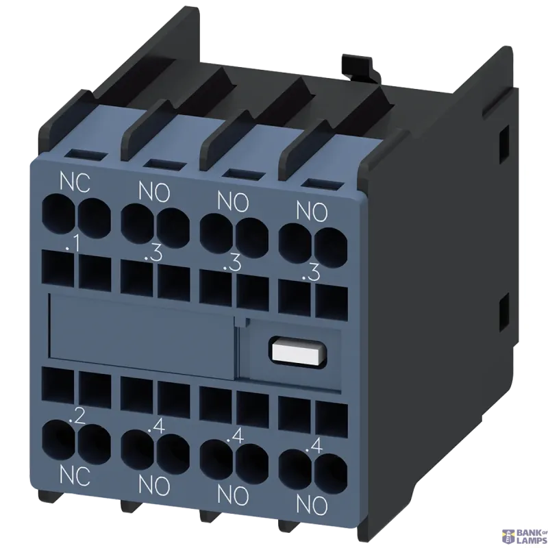 Siemens auxiliary switch, on the front, 3 NO + 1 NC, .1/.2, .3/.4 3RH2911-2HA31