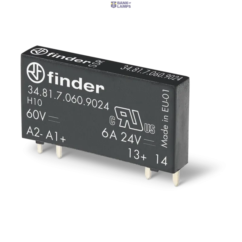 FINDER Ultra-Slim PCB relay SSR 1NO 6A/24VDC out. 24VDC/Sensitive 348170249024