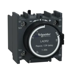 Schneider Electric LADR2 — Time Delay Auxiliary Contact Block TeSys Deca, 1NO, Screw Terminals, IP20, Dark grey, Off-Delay, Time Delay Range: 1–30s