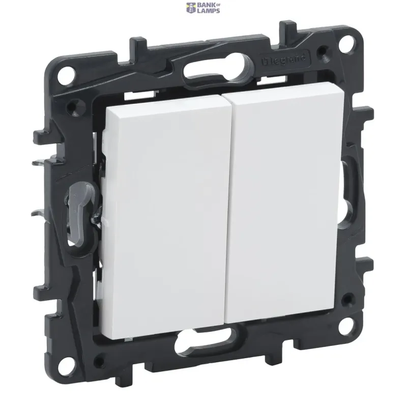 Legrand Two-Gang Two-Way Switch Niloé Step 17M, 10A, White, IK04 863108