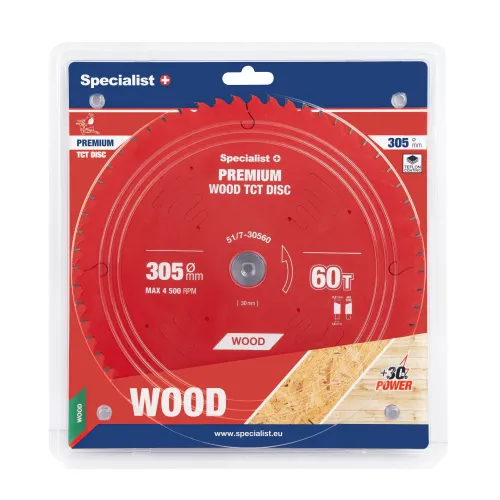 Specialist+ Griešanas disks 305x60Tx30mm, Wood PREMIUM, SPECIALIST+ 51-7-30560