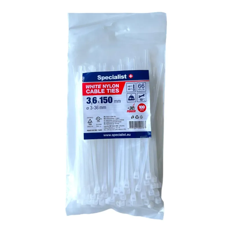 Specialist+ SPECIALIST+ neilona siksna, balta, 3.6 x 150 mm, 100 gab. 81-3-3140B