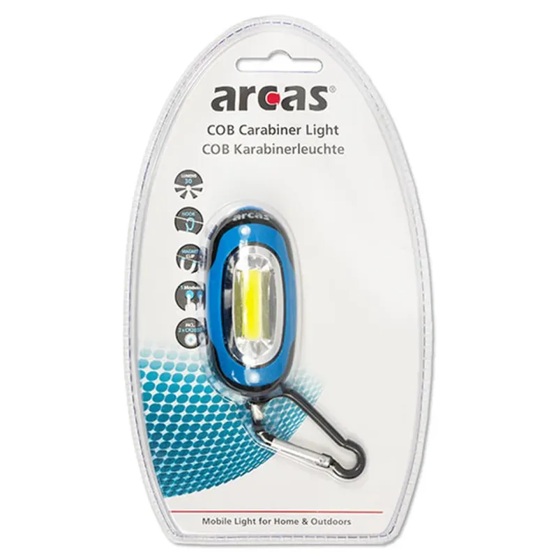 ARCAS Mini lukturītis ar karabīni, COB LED + 2xCR2032, ARCAS 44-4-9823