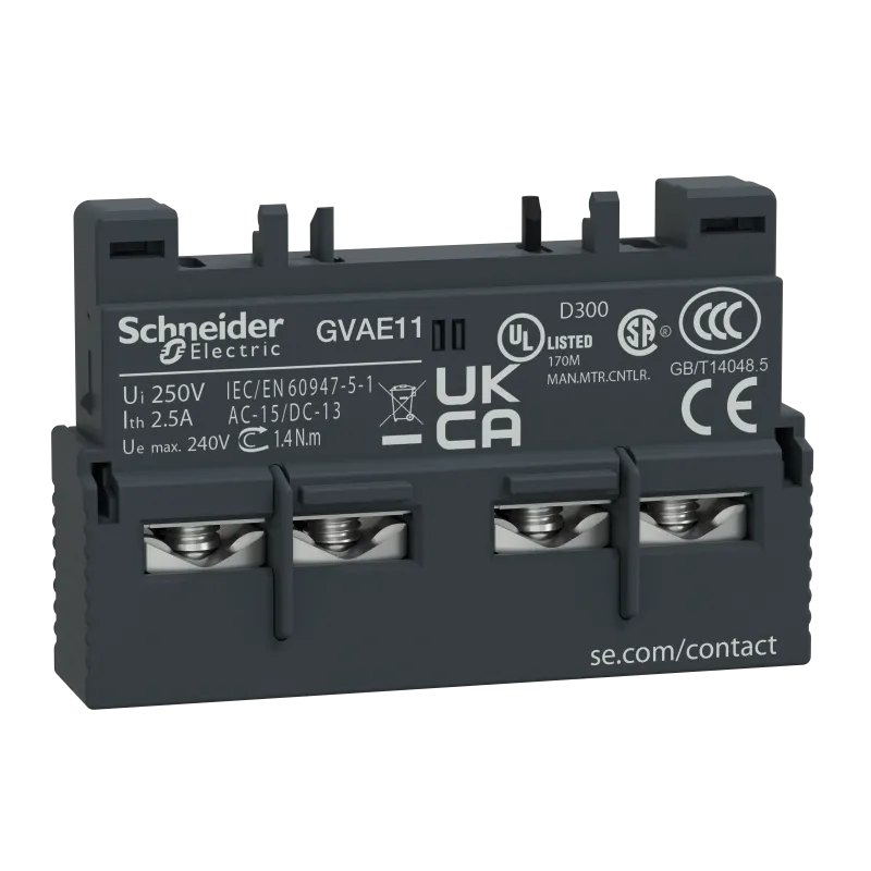Schneider Electric Auxiliary Contact Block TeSys Deca - frame 2 GV2, 1NO, Dark GVAE11
