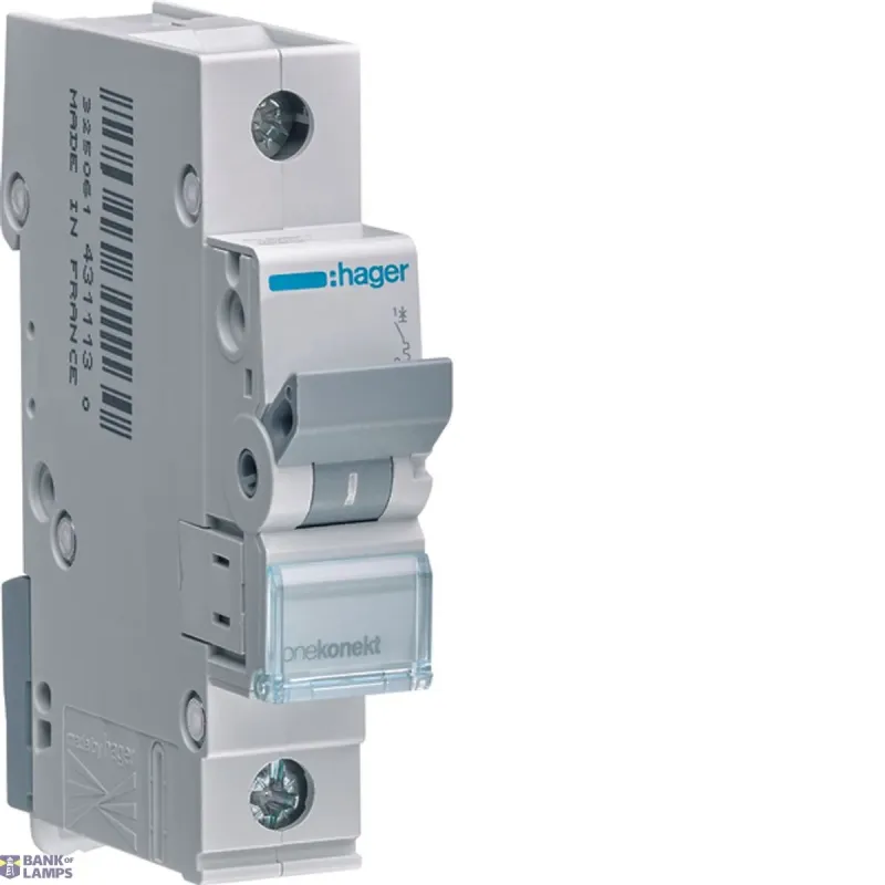 Hager Miniature Circuit Breaker 1P, 6 kA B-20 A, 1M MBN120E