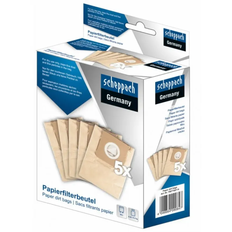 Scheppach Papīra maisi putekļu sūcējiem 5 gb. NTS30Premium, Scheppach 7907709714