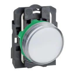 Schneider Electric XB5AVB1 — Pilot Light Harmony XB5, 24V AC, 22.5mm, Grey, IP66, White, Height: 42mm
