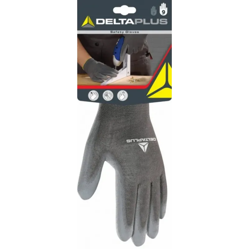 Delta Plus Cimdi, adīti, poliestera PU plaukstas pārklājums. 8, Delta VE702PG_8