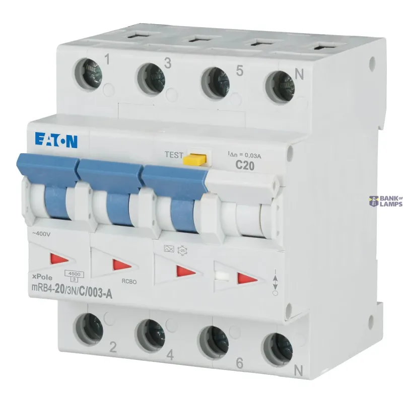 EATON mRB4-20/3N/C/003-A RCD/MCB combination, 20 A, 30 mA, MCB 120677