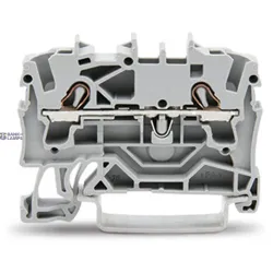 WAGO 2002-1201 — Through Terminal Block 2-Conductor, 2.5 mm², Push-In Cage Clamp®, Gray