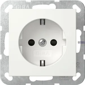 Gira 475503 — SCHUKO rozete Outlet System 55 16 A 250 V~ with Increased Contact Protection (Safety Plus) without Mounting Claws, Pure White Glossy