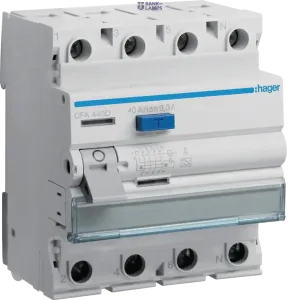 Hager CFA440D — Differential Switch 4P, 40 A, 300 mA, type A Hager CFA440D — Differential Switch 4P, 40 A, 300 mA, type A