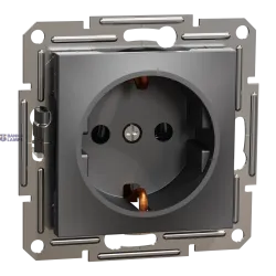 Schneider Electric EPH2900171 — Socket Outlet Asfora, Anthracite, Single With Side Earth, Wo