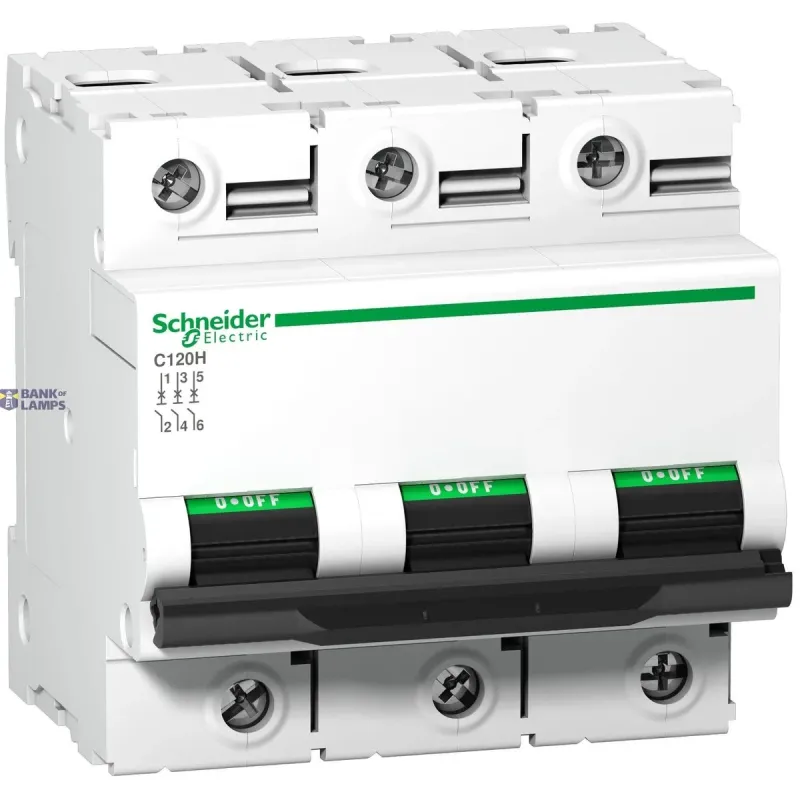 Schneider Electric Miniature Circuit Breaker Acti9 C120H, 3P, 100 A, B Curve A9N18425