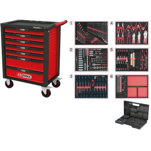 KS Tools Instrumentu ratiņi RACINGline, 7 atvilktnes +598gab 826-7598