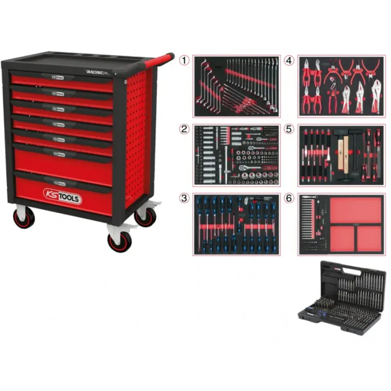 KS Tools Instrumentu ratiņi RACINGline, 7 atvilktnes +598gab 826-7598