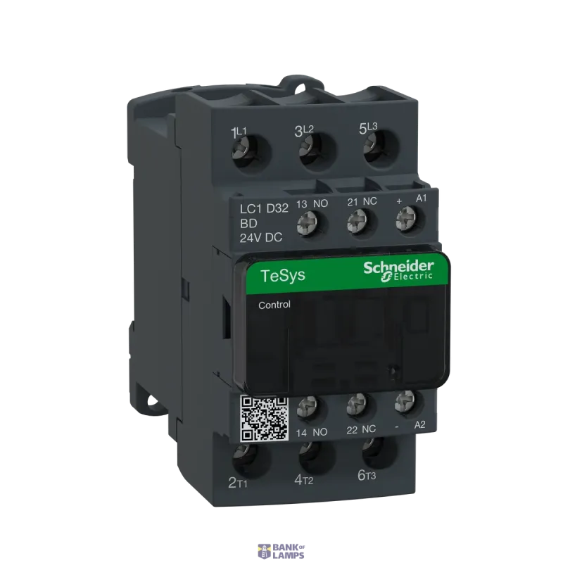 Schneider Electric Contactor TeSys Deca, 3P, 32 A, 440 V, 3NO, IP20, 24 V DC LC1D32BD
