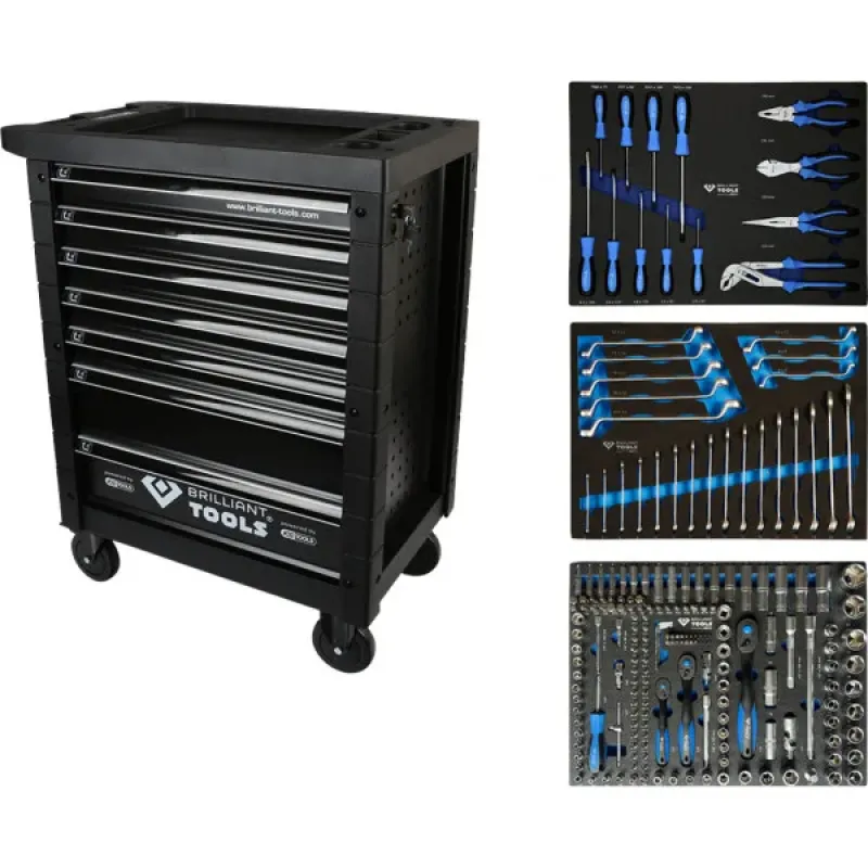 Brilliant Tools Tool cabinet with 7 drawers and 207 tools, Brilliant Tools BT153207