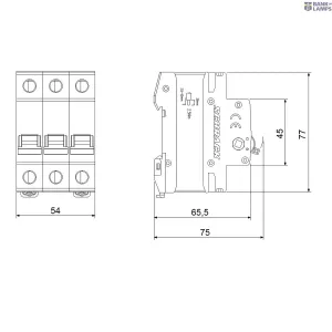 SCHRACK AZ200203-- — Load Break slēdzis AMPARO Main (Isolator) 100A, 3P, Main Load Breaker, 54x77mm