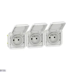 Legrand 069644L — Socket Outlet Plexo horizontal, Prewired, White, 3-Gang