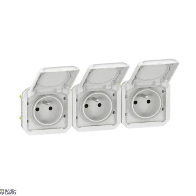 Legrand Socket Outlet Plexo horizontal, Prewired, White, 3-Gang 069644L