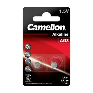 Bez dzīvsudraba mikroelementi, LR41/AG3, 1.5V, CAMELION, 2 gab. Bez dzīvsudraba mikroelementi, LR41/AG3, 1.5V, CAMELION, 2 gab.