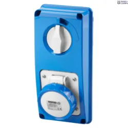 GEWISS GW66304N — Vertical Fixed Interlocked Socket Outlet Without Bottom, Without Fuse-holder Base, 2p+e 16a 200-250v, 50/60hz 6h, Ip67