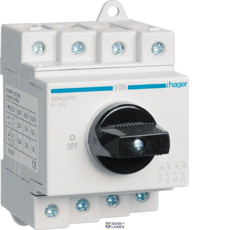 Hager Switch DC 4P, 1000 V, 32 A SB432PV