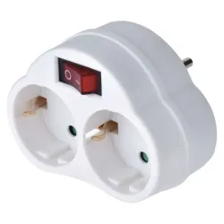 SCHUKO tipa dubultais tīkla adapteris ar iebūvētu slēdzi
