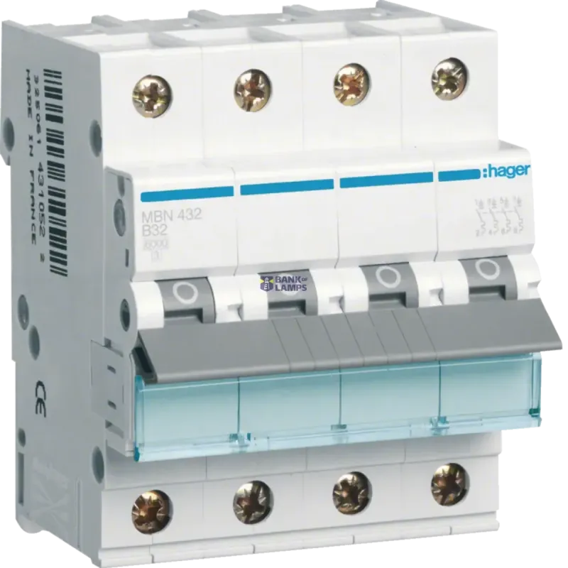 Hager Circuit Breaker 4P, 6 kA B-32 A, 4M MBN432