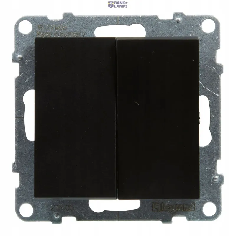 Legrand Two-Gang One-Way Switch Suno 10AX, 10A, Black, Matt, 250V 721405