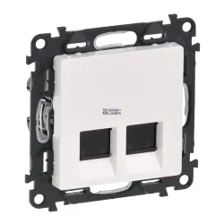 Legrand 753143 — Double Socket Outlet Valena Life IP21, RJ45, CAT6, RAL 9003, W 74.7mm, H 74.7mm, D 37mm, White, UTP