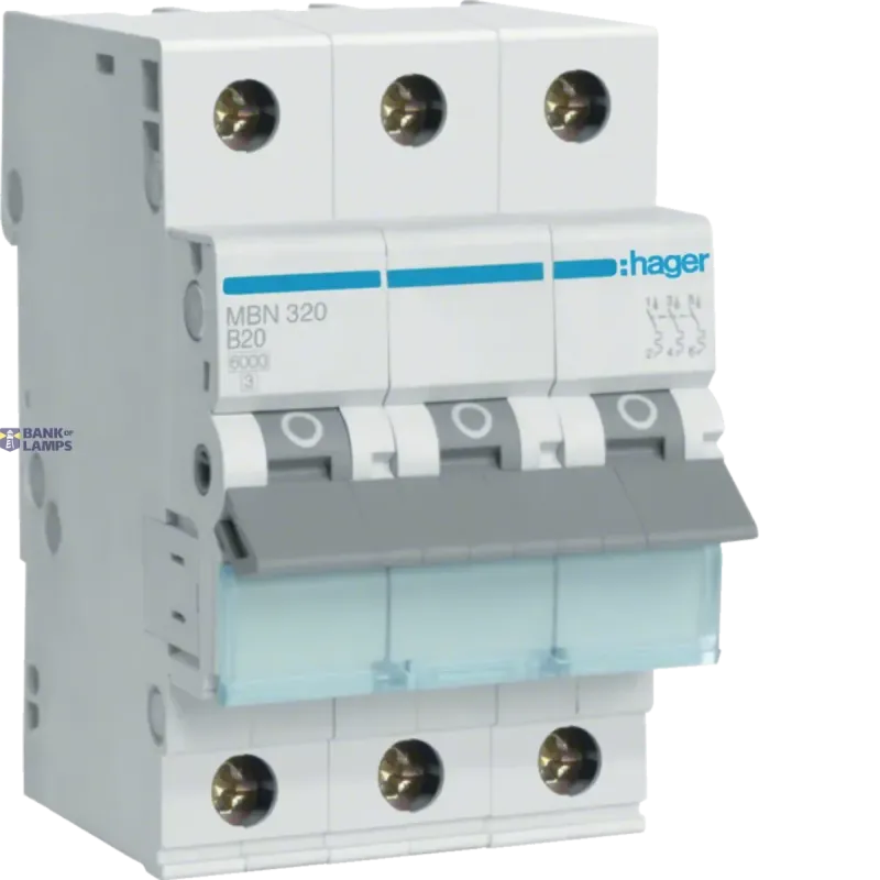 Hager Circuit Breaker 3P, 6 kA B-20 A, 3M MBN320