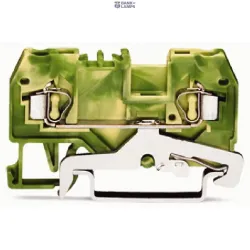 WAGO 280-907 — Ground Terminal Block 2-Conductor, 2.5 mm², Cage Clamp®, Green-Yellow WAGO 280-907 — Ground Terminal Block 2-Conductor, 2.5 mm², Cage Clamp®, Green-Yellow