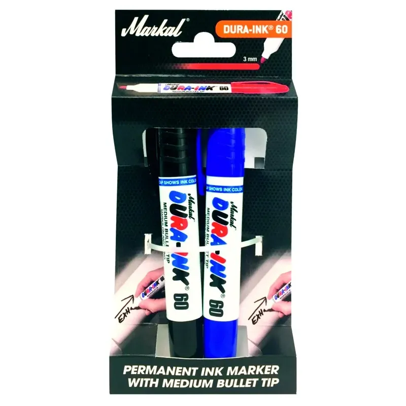 MARKAL Marķieri Dura-Ink 60, melns, zils 2 gab. 46-22249