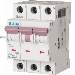 EATON 263392 — PL7-B32/3 Miniature circuit breaker (MCB), 32 A, 3p, characteristic: B EATON 263392 — PL7-B32/3 Miniature circuit breaker (MCB), 32 A, 3p, characteristic: B