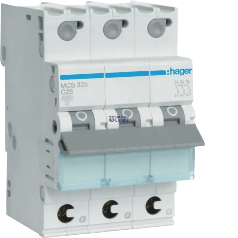 Hager Miniature Circuit Breaker 3P, 25 A C, 6 kA Quick Connect MCS325