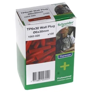 Schneider Electric 1003020 — Plug Thorsman Cabling and Fixing, Thorsman - TP 6×30 - Wall - Without Screw - Set Of 100 Schneider Electric 1003020 — Plug Thorsman Cabling and Fixing, Thorsman - TP 6×30 - Wall - Without Screw - Set Of 100