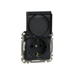 Schneider Electric SDD214024 — rozete Outlet Sedna Design & Elements, Anthracite, Side Earth Shut Screwless Lid, Professional