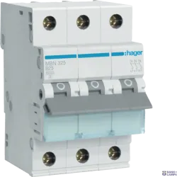 Hager MBN325 — автоматический выключатель 3P, 6 kA B-25 A, 3M