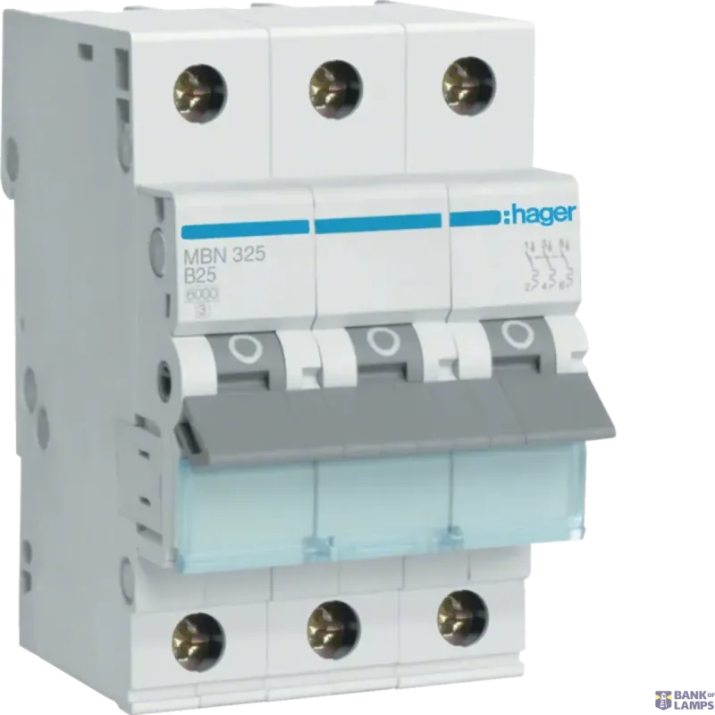 Hager Circuit Breaker 3P, 6 kA B-25 A, 3M MBN325