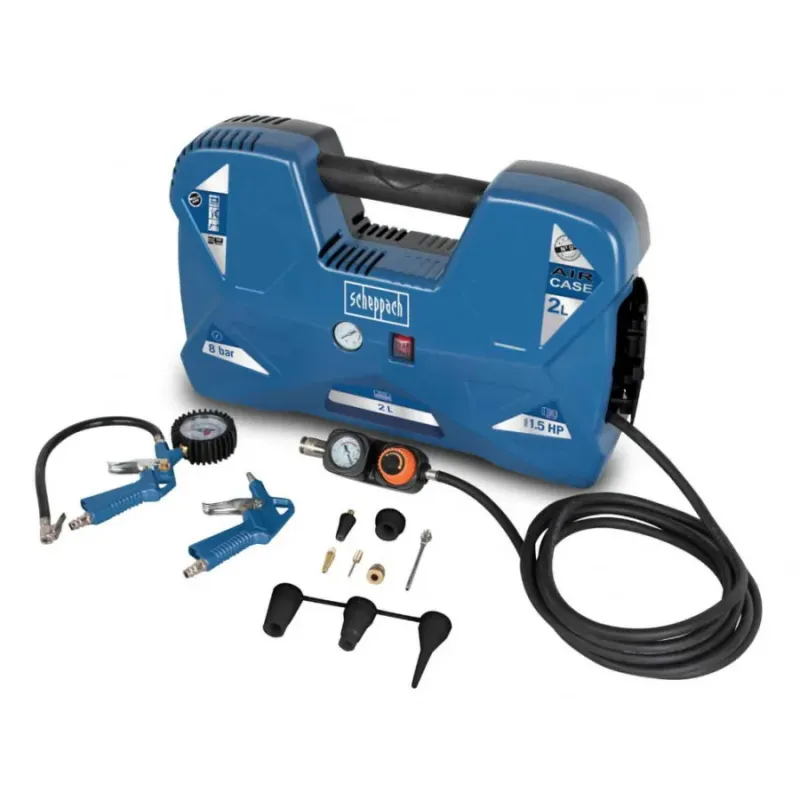 Scheppach Bezeļļas kompresors Aircase, 2L tilpne + piederumi 5906118901