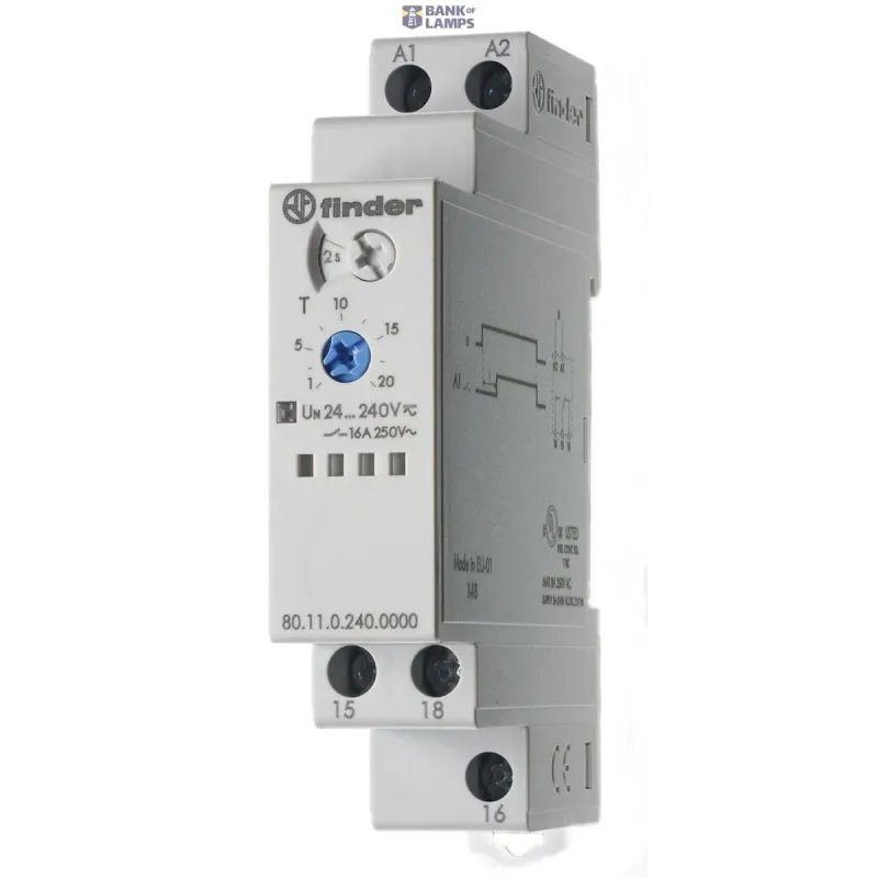 FINDER Mod.Timer ON-delay(AI)/17,5mm.1CO 16A/24...240VUC 801102400000