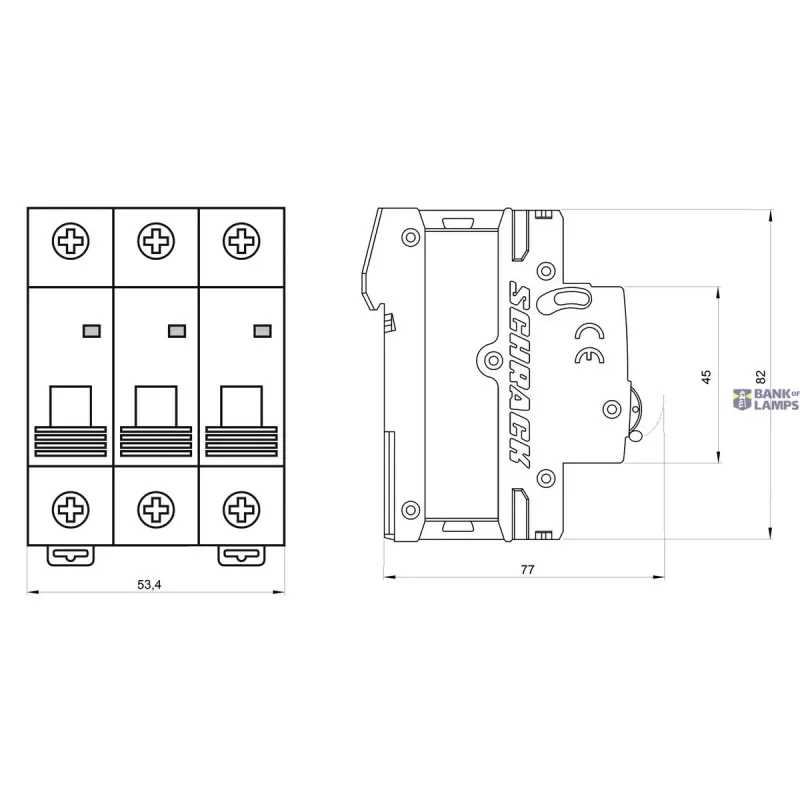 SCHRACK Miniature Circuit Breaker AMPARO 6kA, B 16A, 3P AM618316--