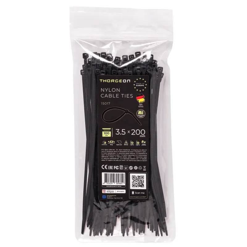 THORGEON Ties 3.6x200 Black (100 pcs) 15017