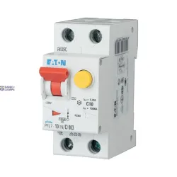 EATON 263516 — PFL7-10/1N/C/003 RCD/MCB combination, 10 A, 30 mA, MCB trip characteristic: C, 1p+N, RCD trip characteristic: AC