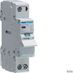 Hager SBT116 — выключатель 1P, 16 A выключатель, Ind. Light